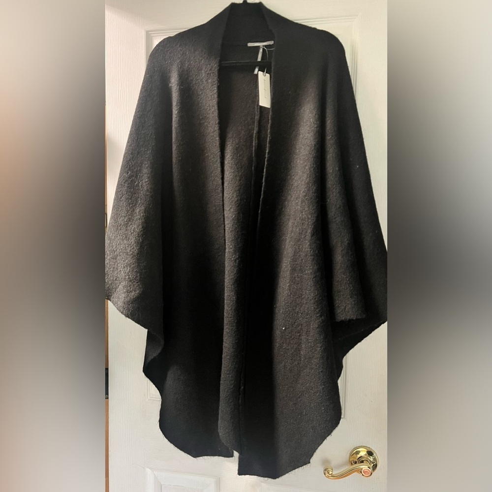 Anthropologie soft Black Cape Cardigan one size nwt chic boho relaxed oversized - Picture 8 of 13